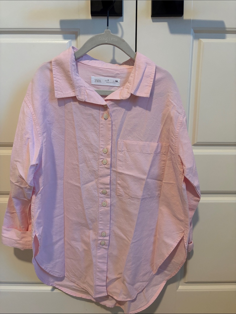 Zara Light Pink Button-Down Shirt for girls.